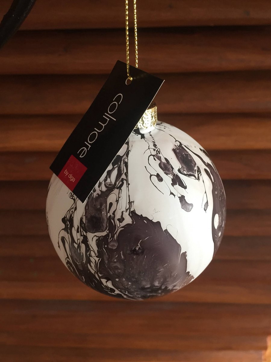 Diga Colmore kerstbal wit/zwart - set 3 stuks