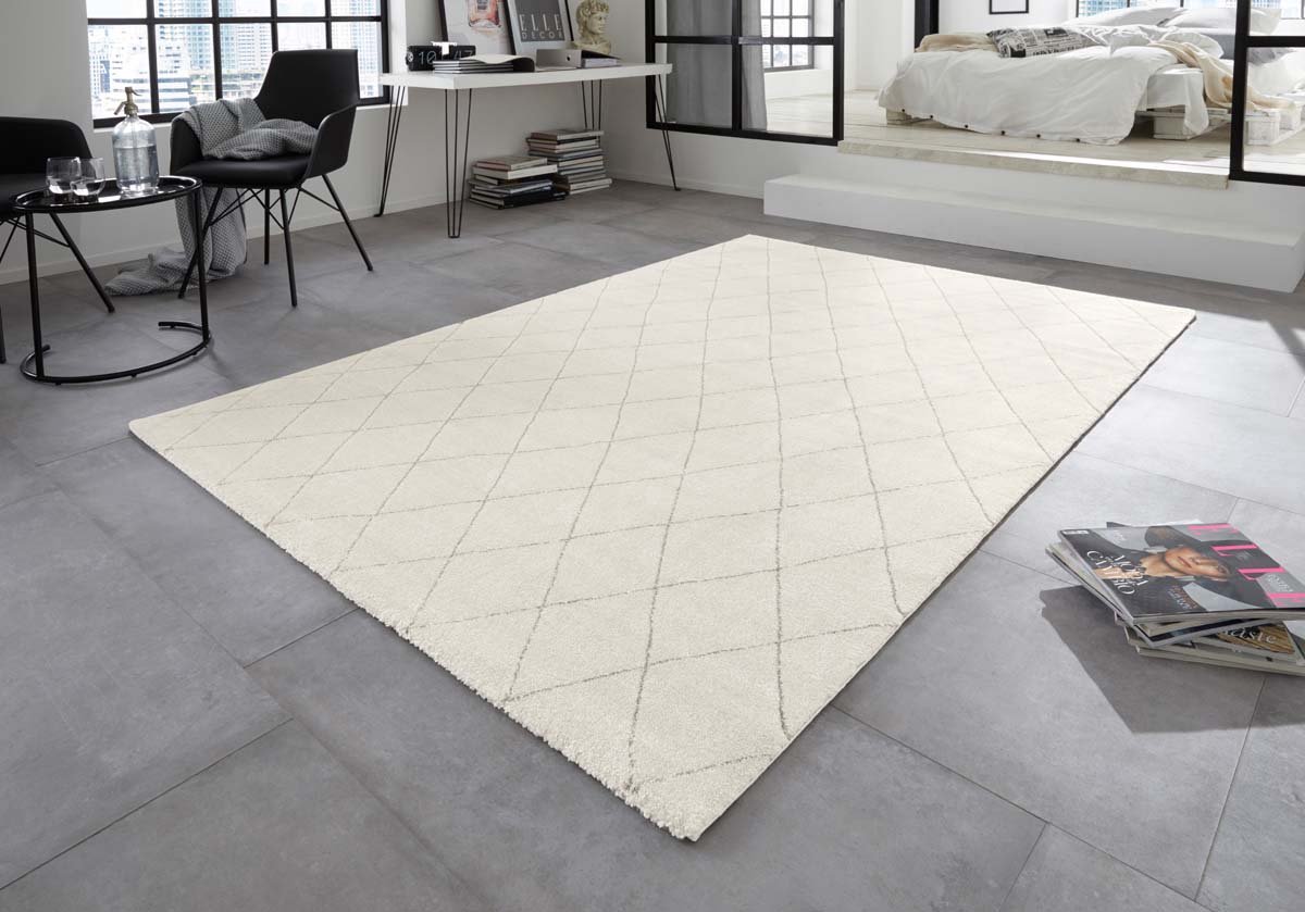 Design vloerkleed ruiten Sannois Elle Decoration - lichtgrijs/grijs 120x170 cm