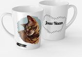 Een heerlijke latte uit een mooie Bengaalse Katten Mok