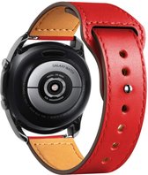 Smartwatch bandje - Geschikt voor Samsung Galaxy Watch 4 Classic, Watch 3 41mm, Active 2, 20mm horlogebandje - PU leer - Fungus - Druksluiting - Rood