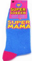 Doodadeals® Super Sokken Voor een - Super Mama - Maat 36 / 41 - Cadeau - Moederdag - Kerst - Sinterklaas - Verjaardag