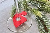 glasmarkers kerstmuts - 6 stuks - rood - tafeldecoratie kerst - wijnglas versiering - Eetsmaakvol.nl