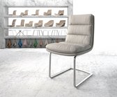 Gestoffeerde-stoel Abelia-Flex sledemodel rond roestvrij staal stripes lichtgrijs