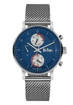 Lee Cooper LC06495.390 - Horloge - Analoog - Heren - Milanees band - Zilverkleurig - Blauw