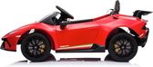 Lamborghini Hurucan - Elektrische Kinderauto 12v - Rood - Accu Auto met Afstandsbediening - Muziek Modulen - Rubberen EVA Banden - Kunst Lederen Zitje Met Gordel