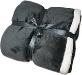 JEMIDI XXL warme fleece deken - Knuffeldeken voor op de bank - 180 x 220 cm - Wasbaar - Antraciet