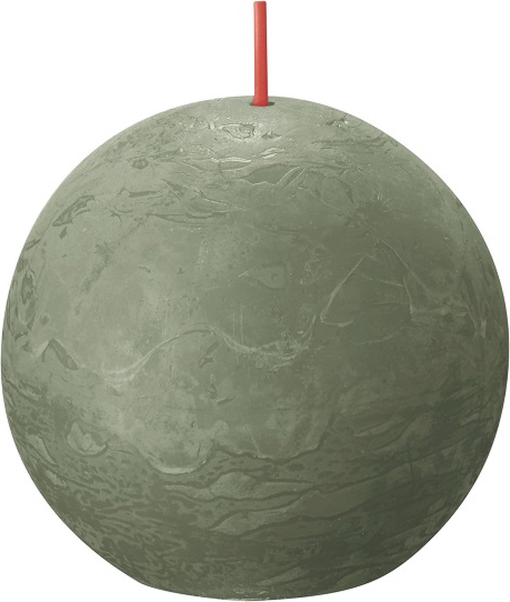 Bolsius 6 stuks Bolsius olijfgroen rustiek bolkaars Ø 76 mm (25 uur) Eco Shine Fresh Olive