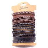 Joboly Stoere ronde mannen / heren armband gevlochten met handige sluiting - Heren - Bruin - 18 cm