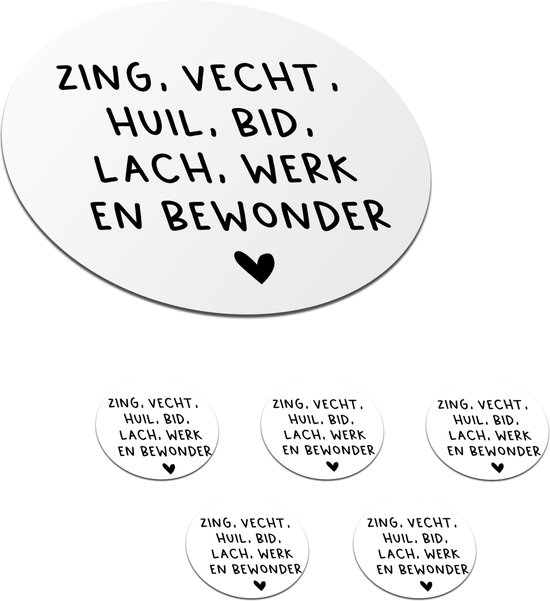 Onderzetters voor glazen Rond Quotes Zing vecht huil bid lach werk en bewonder Onderzetters voor glazen Rond Quotes Zing vecht huil bid lach werk en bewonder