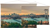 Panoramisch beeld van de Bosporusbrug in Istanbul - Foto op Textielposter - 45 x 30 cm