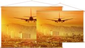 Vliegtuig richting Las Vegas in de Mojavewoestijn - Foto op Textielposter - 60 x 40 cm