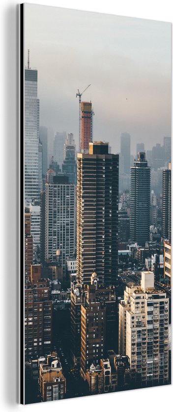 Wanddecoratie Metaal - Aluminium Schilderij Industrieel - New York - Skyline - Amerika - 20x40 cm - Dibond - Foto op aluminium - Industriële muurdecoratie - Voor de woonkamer/slaapkamer