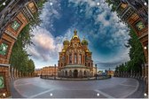Artistiek beeld van de Orthodoxe kerk in Sint-Petersburg - Foto op Tuinposter - 225 x 150 cm