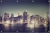 De nachtelijke skyline van Manhattan in New York City - Foto op Tuinposter - 90 x 60 cm