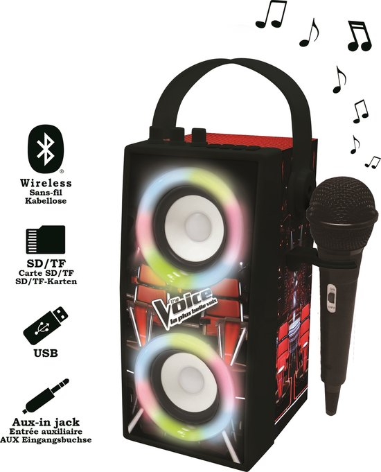 meerderheid tussen borstel THE VOICE - Trendy Bluetooth-speaker - Draagbaar met microfoon en  lichteffecten | bol.com