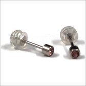 Aramat jewels ® - Zweerknopjes geboortesteen oorbellen 3mm februari licht paars chirurgisch staal