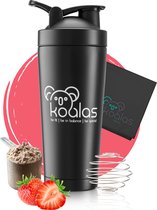 Koalas® RVS Shakebeker – Proteïne Shaker – Shake Beker - BPA Vrij – Thermosfles 750 ml  - Zwart