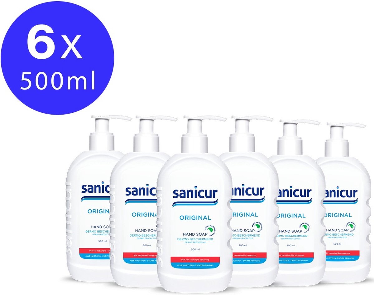 Sanicur - Handzeep - Original Pompje - 6 x 500 ml - Voordeelverpakking