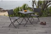 Bistroset 2 plaatsen - Staal & geweven hars - Tafel 65 x 65 cm + 2 stoelen - Grijs