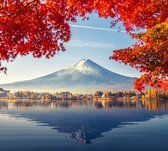 Ochtendmist bij het Kawaguchiko meer bij Mount Fuji in Japan - Fotobehang (in banen) - 250 x 260 cm