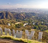 Zicht op downtown Los Angeles vanaf het Hollywood Sign - Fotobehang (in banen) - 350 x 260 cm