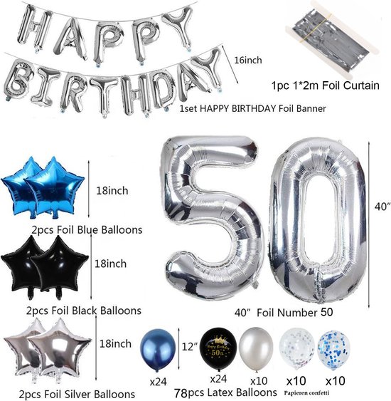 Decoration Anniversaire 50 ans Homme Femme, Anniversaire 50 ans, Ballon 50  ans, Deco 50 ans Anniversaire, Réutilisable