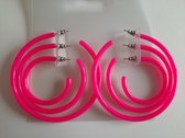 Oorringen - oorbellen- ROZE - set van 3 - neon