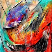JJ-Art (Glas) 120x80 | Bloemen in vaas - kunst - abstract - kleurrijk - woonkamer - slaapkamer | stilleven, rood, oranje, blauw, groen, modern | Foto-schilderij-glasschilderij-acry