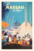 Pocket Sized - Found Image Press Journals- Vintage Journal Fly to Nassau Travel Poster