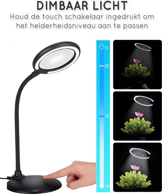 Loeplamp met LED Verlichting - Tafel Loeplamp - Zwart - Diamond Painting  Accesoire -... | bol.com