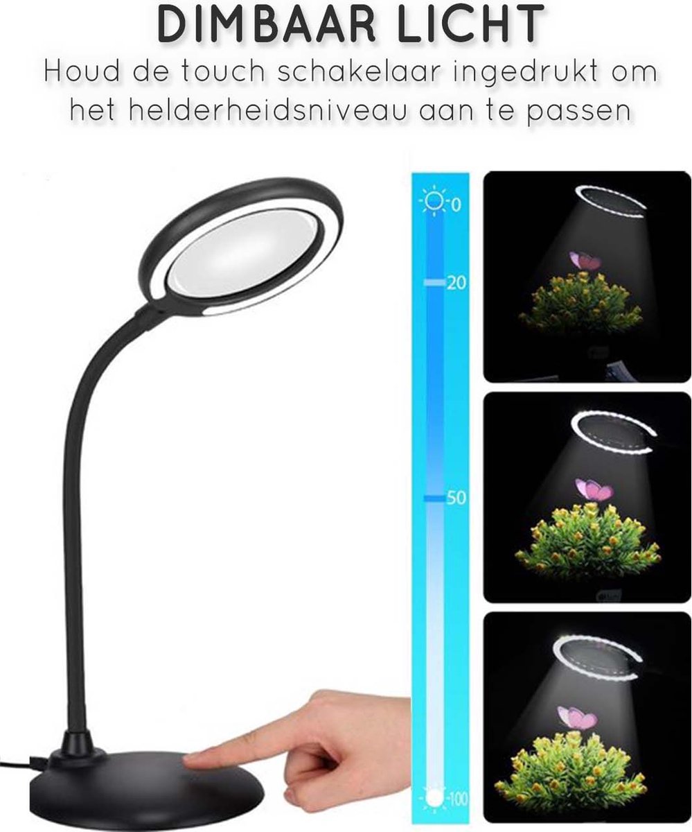Chaise longue Goot Toezicht houden Loeplamp met LED Verlichting - Tafel Loeplamp - Zwart - Diamond Painting  Accesoire -... | bol.com