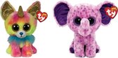 Ty - Knuffel - Beanie Boo's - Yips Chihuahua & Eva Elephant