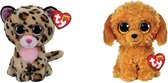 Ty - Knuffel - Beanie Boo's - Livvie Leopard & Golden Doodle Dog