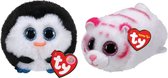 Ty - Knuffel - Teeny Puffies - Waddles Penguin & Tabor Tiger