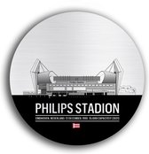 Philips Stadion van PSV muurcirkel premium – Voetbalstadion wanddecoratie – zwart wit - dibond butler finish 60cm