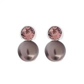 Biba oorbellen steker met glasparel blush roze