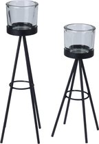 Theelichthouders | Waxinelichthouders op poten 24 x 8 Cm in set van 2 Stuks