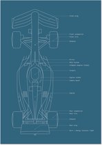 Formule 1 auto blauwdruk | A3 poster