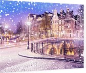 Sfeervolle winteravond in grachtengordel Amsterdam  - Foto op Plexiglas - 90 x 60 cm