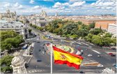 Spaanse vlag voor de Cibeles fontein in Madrid - Foto op Forex - 120 x 80 cm