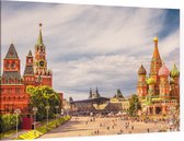 Kremlin en de Basiliuskathedraal op het Rode Plein in Moskou - Foto op Canvas - 90 x 60 cm