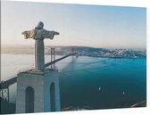 Cristo Rei waakt over de Portugese stad Lissabon - Foto op Canvas - 150 x 100 cm