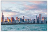 Downtown Chicago skyline bij zonsondergang in Illinois - Foto op Akoestisch paneel - 120 x 80 cm