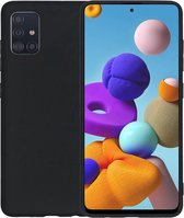 Samsung A51 Hoesje - Samsung galaxy A51 hoesje zwart siliconen case hoes cover hoesjes