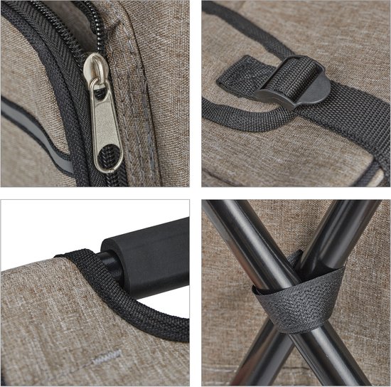 camping krukje - inklapbaar - 42x35x29 cm - rugzak kruk - polyester - beige van Merkloos — afbeelding 3