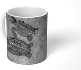 Mok - Koffiemok - Schildpadden zwart-wit foto - Mokken - 350 ML - Beker - Koffiemokken - Theemok