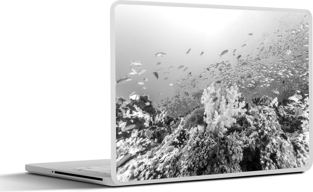 Afbeelding van product SleevesAndCases  Laptop sticker - 15.6 inch - Kleurrijk rif en koraal - zwart wit