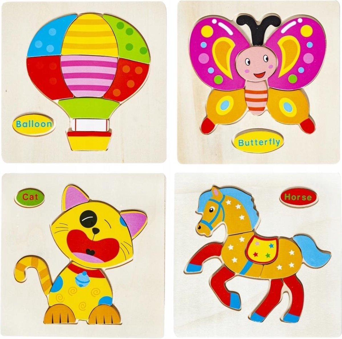 Ariko educatieve houten legpuzzel - 4 stuks