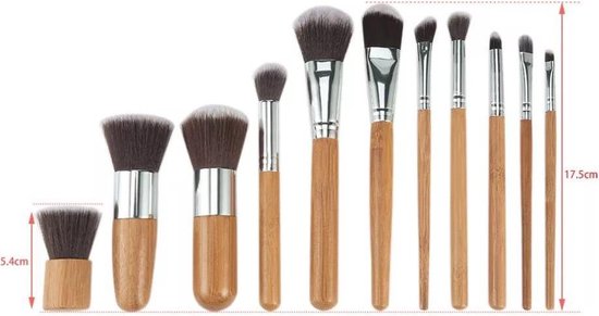 10-delig bamboe Make-up geschenkset- Make-up Kwasten - Make Up Brush- Poederkwast -Make Up Penselen Set -Foundation Kwast- Poeder Kwast- Concealer brush- Lip brush - LOUZIR