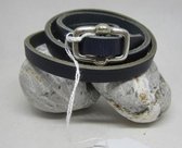 Lederen wikkel armband  (verstelbaar) L 31 cm zwart leer met stalen sluiting